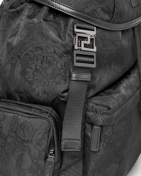 versace nylon & leather backpack|Neo Nylon Jacquard Backpack Black .